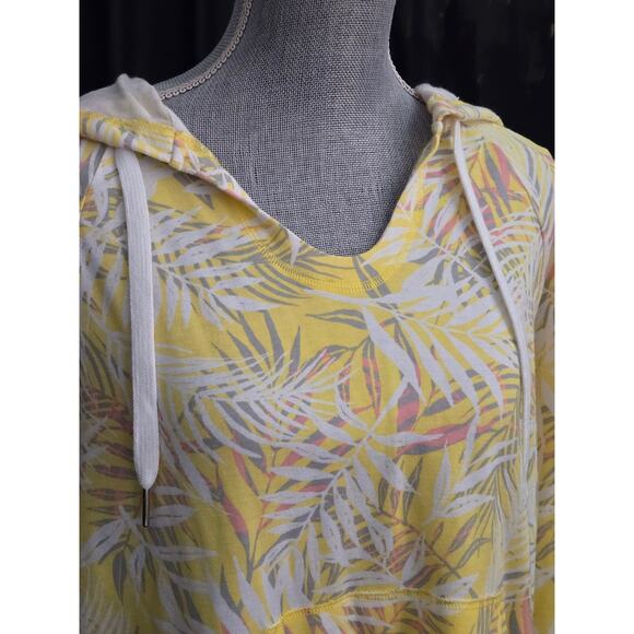 New Kookaburra by Ugg Women’s French Terry Hoodie Yellow Palm Print, Large - Picture 2 of 8